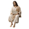 thumbnail image 1 of Jesus Resin Desk Companion Figurine,5.12in Car Dashboard Home Office Table Decor Jesus Christ Statue with "I Am with You Always" Sign, Handmade Sitting Religious Decorative, Unique Spiritual Gift, 1 of 8