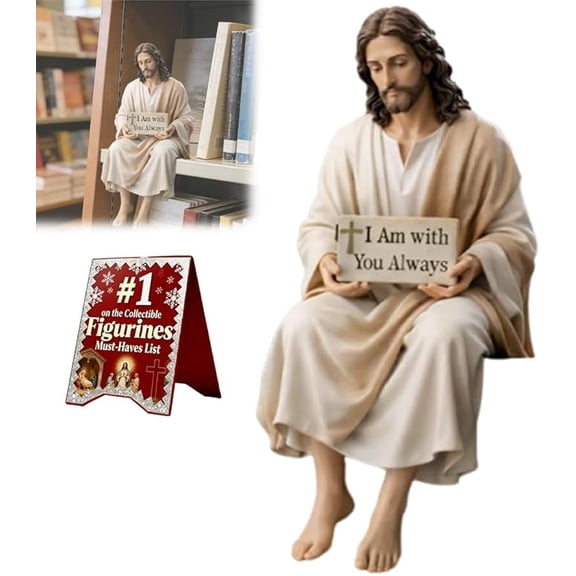 Jesus Resin Desk Companion Figurine, Handmade Sitting Jesus Companion Figurine for Shelves Desk, Statue for Car Dashboard Home Office Table Decor, Religious Gift for Family Friends