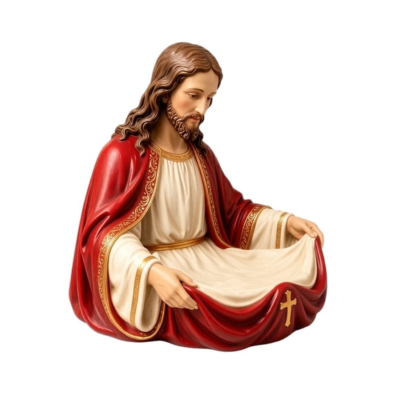 Jesus Resin Statue, Sacred Heart Figure, Religious Jesus Sacred Heart Resin Statue Classic Christ Figure Holding Robe Altar Sanctuary Desktop Sculpture Catholic Christian Spiritual Holy Gift, White