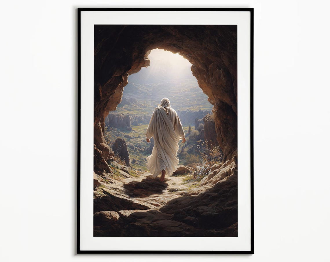 Jesus Resurrection Artwork Christ Walking From Tomb Glorious Christian ...