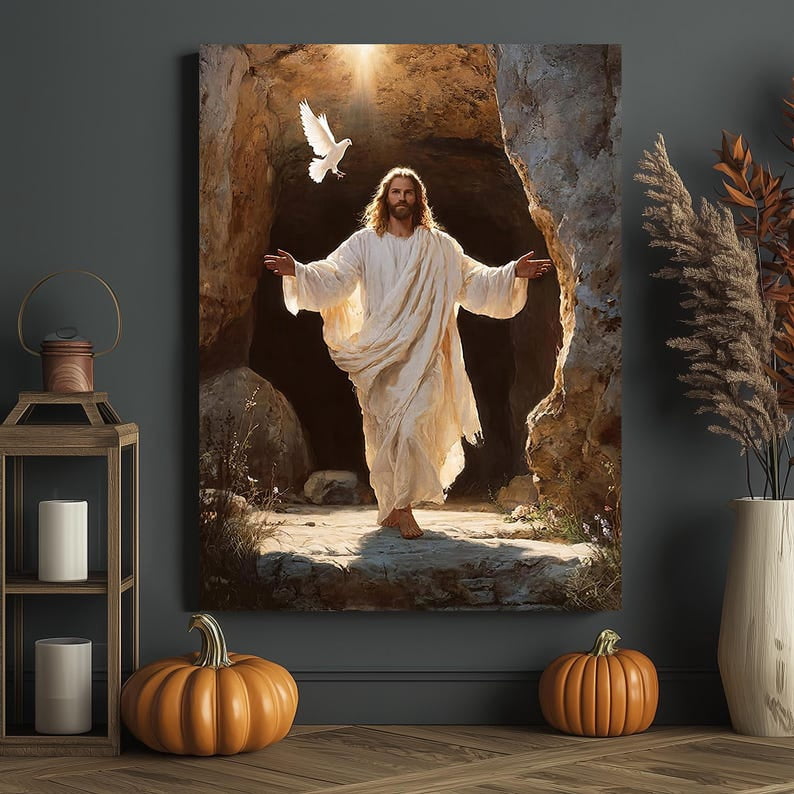 Jesus Resurrection Canvas Print, Empty Tomb Christian Wall Art ...
