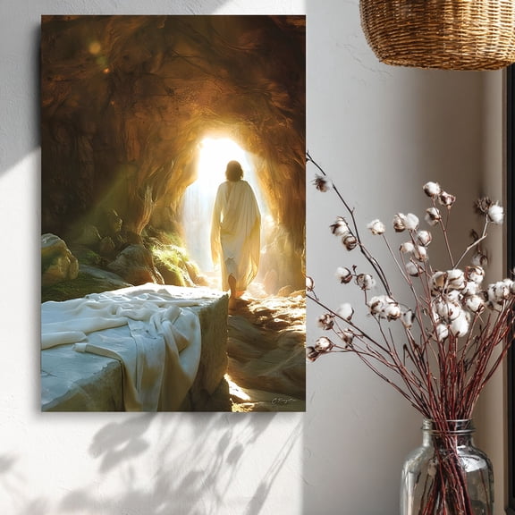 Jesus Resurrection Empty Tomb Christian Canvas Wall Decor Ready to Hang Church Bedroom
