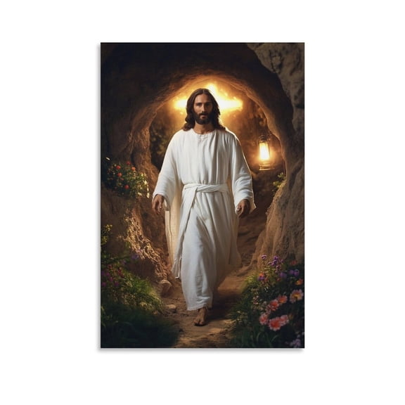 Jesus Resurrection Wall Art Jesus Walks Out of The Empty Tomb Canvas Print Bible Poster Artworks Picture Print Poster Wall Art Painting Canvas Gift Decor Home Posters Decorative 12x18inch(30x45cm)