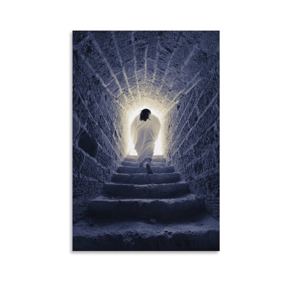 Jesus Resurrection Wall Art Jesus Walks Out of The Tomb Poster Bible Empty Tomb Canvas Print Gifts Canvas Painting Poster Wall Art Decorative Picture Prints Modern Decor 12x18inch(30x45cm)