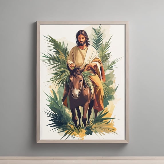 Jesus Riding A Donkey Palm Sunday Christian Wall Art Religious Bible ...
