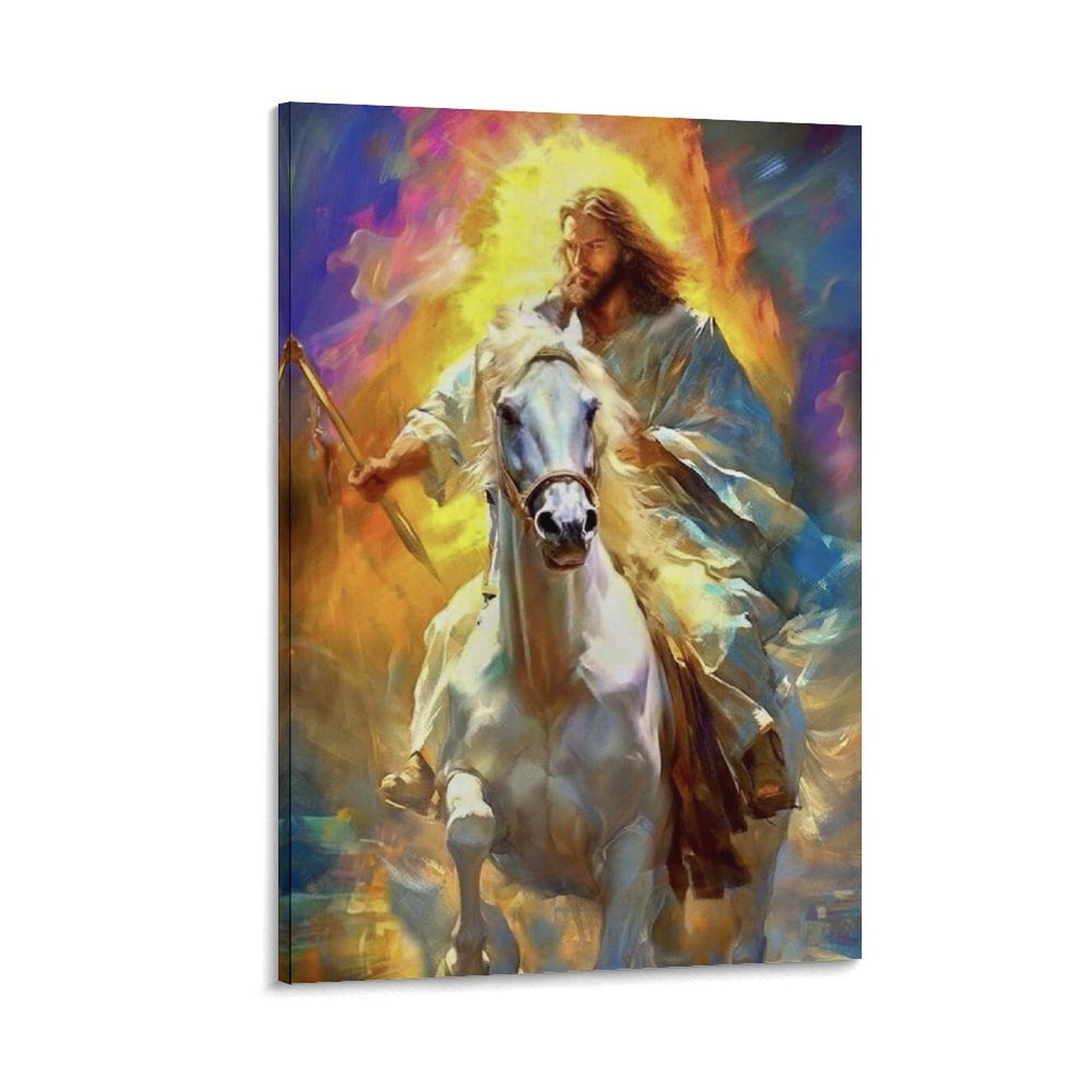 Jesus Riding A White Horse Wall Art Painting On Canvas Wall Art Poster ...