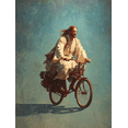 thumbnail image 1 of Jesus Riding Bicycle Canvas Print，Religious Living Room Office Decor, 1 of 8