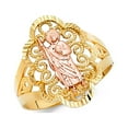 thumbnail image 1 of Jesus Ring 14k Yellow & Rose Gold Religious Charm Band Diamond Cut Fancy Filigree Two Tone 20MM, Size 8.5, 1 of 1