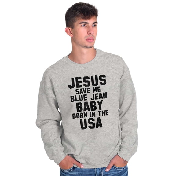 Jesus Save Me Baby Born in the USA Unisex Plus Fleece Graphic Sweatshirt Brisco Brands 3X