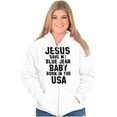 thumbnail image 1 of Jesus Save Me Baby Born in the USA Zip Up Hoodie Men's Women's Brisco Brands S, 1 of 6