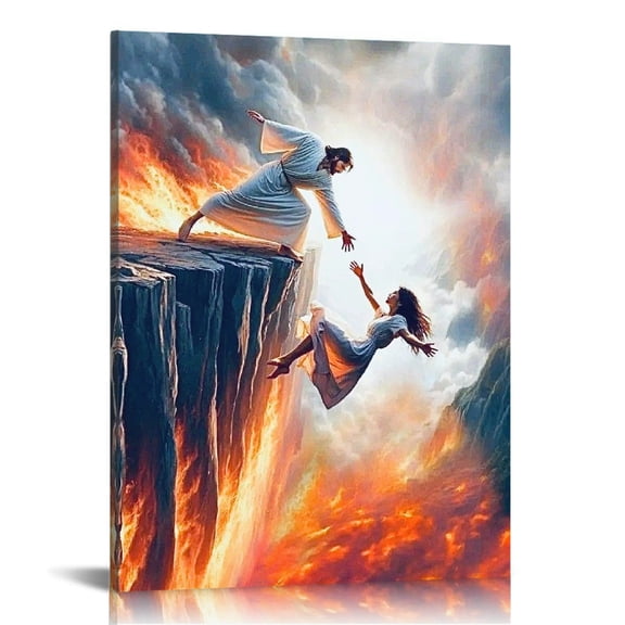 Jesus Save Women wall art decor Christian wall art, Jesus Canvas Wall Art Print ,Jesus Decorations Religious Christian Gifts for Church Prayer Room Living Room Home Decor Gift Wooden Framed