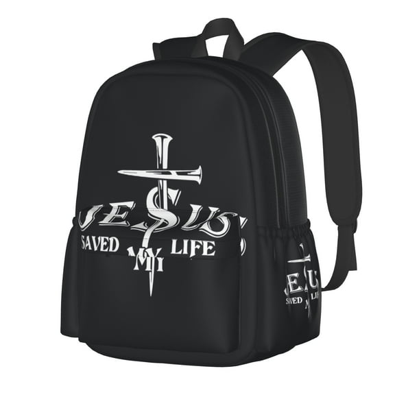 Jesus Saved My Life Religious Christian God Multipurpose Backpack Lightweight School Work Large Capacity Laptop Packsack Picnic Camping Travel Backpacks