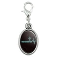 thumbnail image 1 of Jesus Saved My Life EKG Heart Rate Pulse Religious Christian Antiqued Bracelet Pendant Zipper Pull Oval Charm with Lobster Clasp, 1 of 3