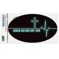 thumbnail image 1 of Jesus Saved My Life EKG Heart Rate Pulse Religious Christian Automotive Car Refrigerator Locker Vinyl Euro Oval Magnet, 1 of 3