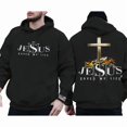 thumbnail image 1 of Jesus Saved My Life Hoodie-Unisex Graphic Pullover Hoodie, Cross and Crown Design, Long Sleeve, Soft Cotton Blend Material, 1 of 6