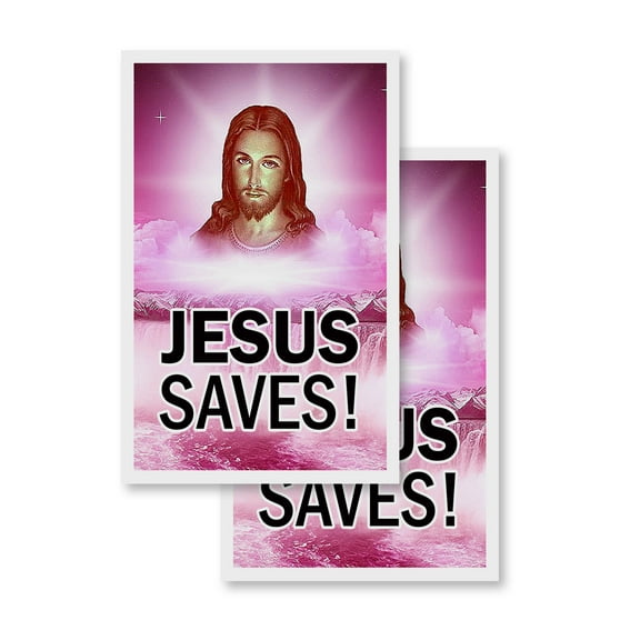 Jesus Saves 1 (2-PACK) 24" x 36" Vinyl Decals | Sign Insert Peel & Stick Decals Stickers Window Signs