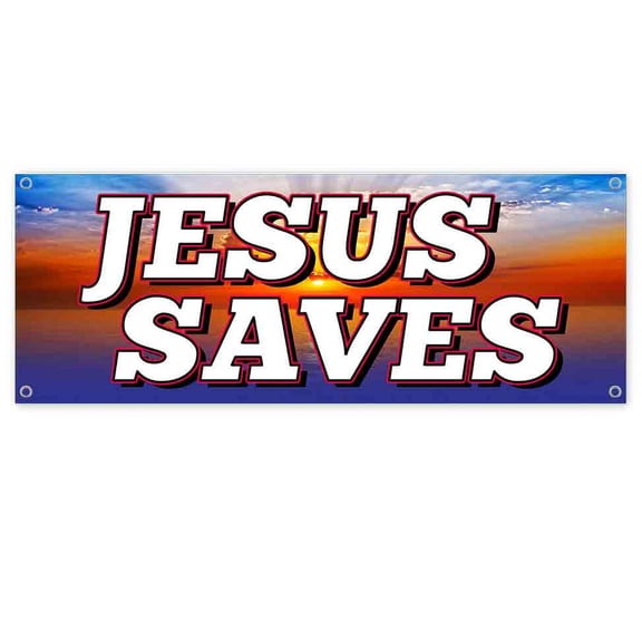Jesus Saves 13 oz Vinyl Banner With Metal Grommets