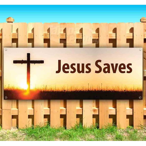Jesus Saves 13 oz Vinyl Banner With Metal Grommets