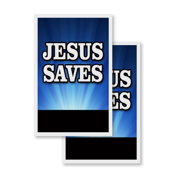Jesus Saves (2-PACK) 24" x 36" Vinyl Decals | Sign Insert Peel & Stick Decals Stickers Window Signs