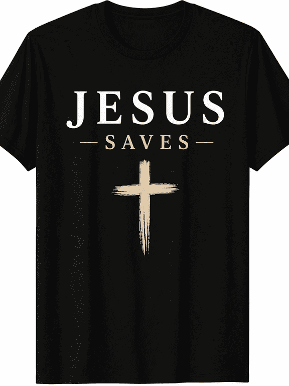 Jesus Saves Christian Cross T-Shirt for Men Women | Minimalist Faith Graphic Religious Tee Gift