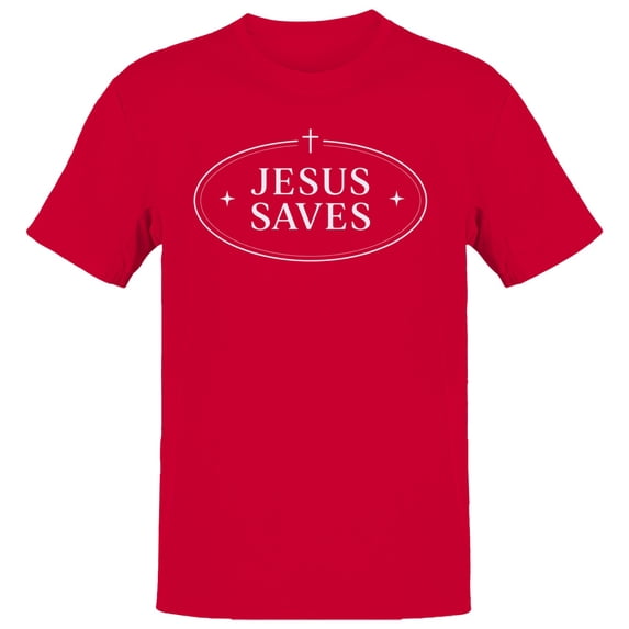 Jesus Saves Christian Men's Red T-shirt