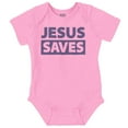 thumbnail image 1 of Jesus Saves Christian Religious Romper Boys or Girls Infant Baby Brisco Brands 6M, 1 of 6