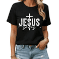 thumbnail image 1 of Jesus Saves Cross Graphic Tees Womens T shirt White/Black S-5XL Shirts Casual Religious Tops, 1 of 4