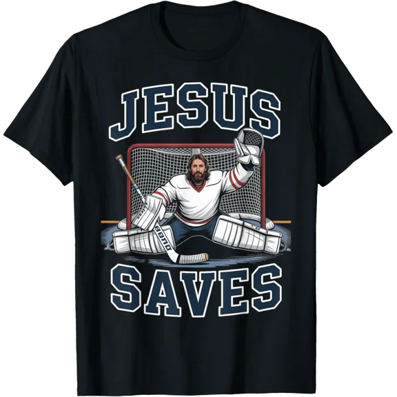 Jesus Saves Hockey Player Team God Hockey Lovers Hockey T-Shirt All Size S-5Xl