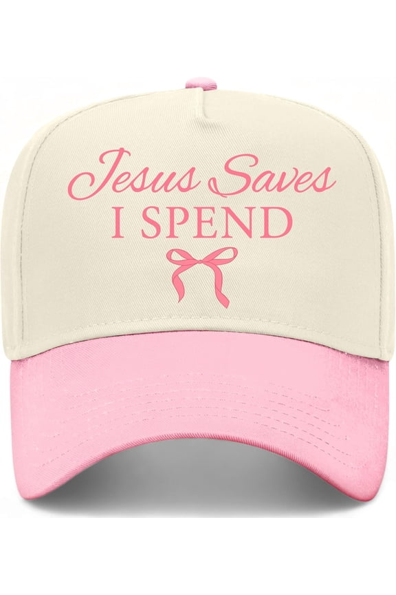Jesus Saves I Spend Bow Hat (Pink/Natural)