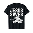 thumbnail image 1 of Jesus Saves Ice Hockey Goalie Sport Religious Christian Gift T-Shirt, 1 of 5