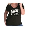 thumbnail image 1 of Jesus Saves Lives Womens Plus Size Scoopneck Tee, 1 of 1