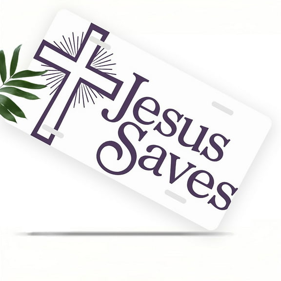 Jesus Saves Logo Front License Plate, Metal License Plate, Funny Standard Plates Personalized Novelty Decorative For Men/Women/Boys/Girls Car 6×12 Inch