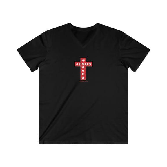 Jesus Saves Men's Fitted V-Neck Short Sleeve Tee