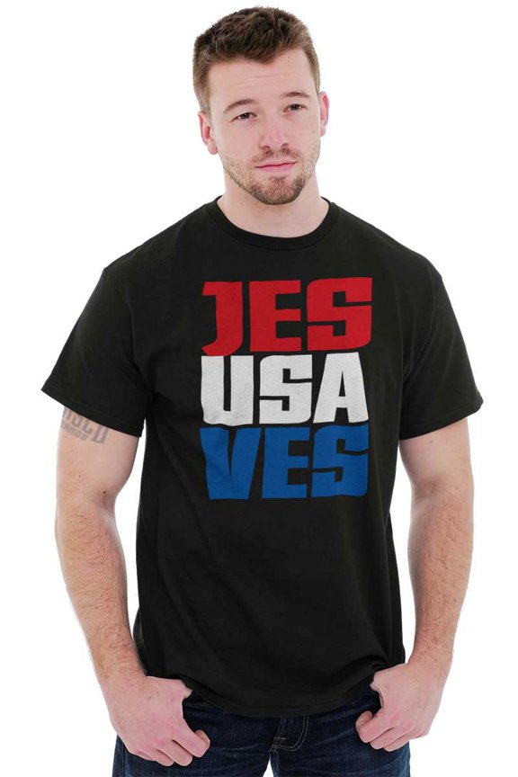 Jesus Saves Red White Blue USA Plus Size Crewneck Graphic Tee Shirt Brisco Brands 3X