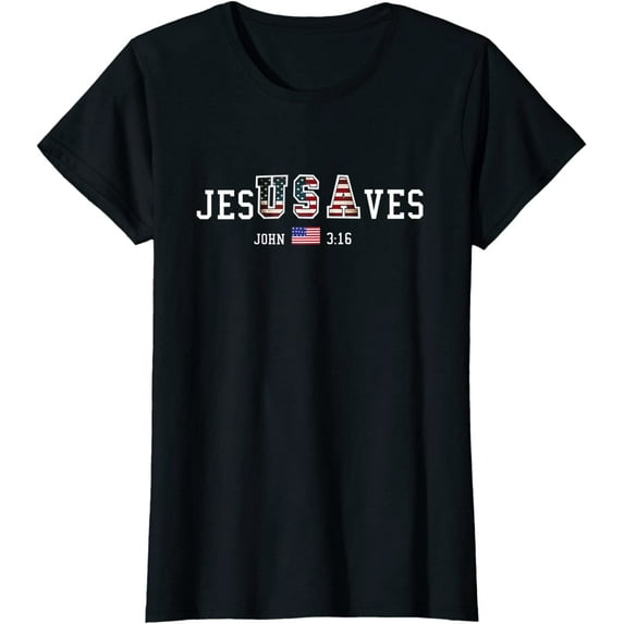 Jesus Saves USA American Flag T-Shirt