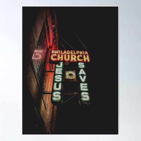 Jesus Saves Vintage Neon Sign Poster Wall Art, Modern Wall Decor For Living Room Bedroom, 16x24 UNFRAMED