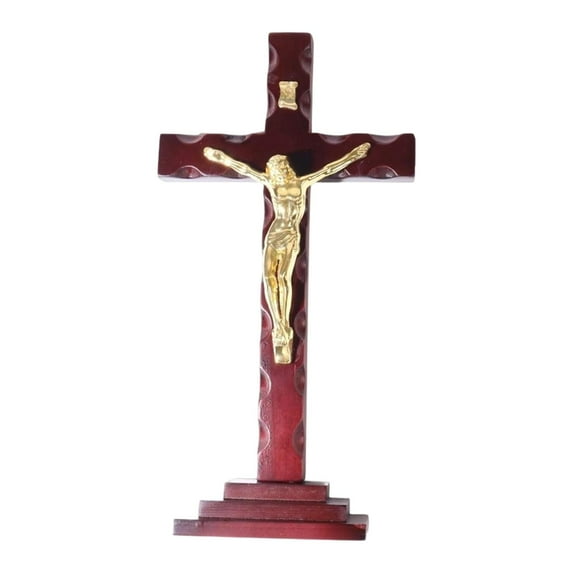 Jesus Sculpture Cross Wall Decor Wooden Crucifix Art Pine Wood Gift for Church Home Christmas Display