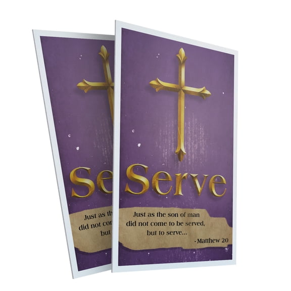 Jesus Serve (2-Pack) 24 Inch x 36 Inch Plastic Signs | Sign Insert 4mm Corrugated Plastic Signs Storefront Window Poster | Inspirational Faith, Religious Message, Eye-Catching Display |