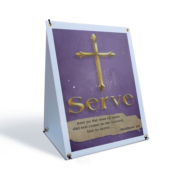 Jesus Serve Sidewalk Sign 18 Inch x 24 Inch A-Frame Images On Both Sides | Inspirational Faith, Religious Message, Eye-Catching Display | Made in USA