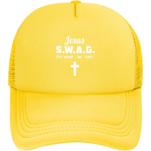 Jesus Serve Worship and Glorify Baseball Hat Classic Solid Color Adjustable Mesh Baseball Cap for Men Women Black