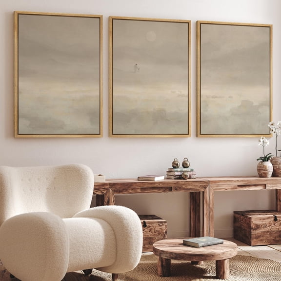 Jesus & Sheep Wall Art Set Minimalist Christian Art Prints Pastoral Abstract Landscape in Soft Neutrals for Church Decor Set 3