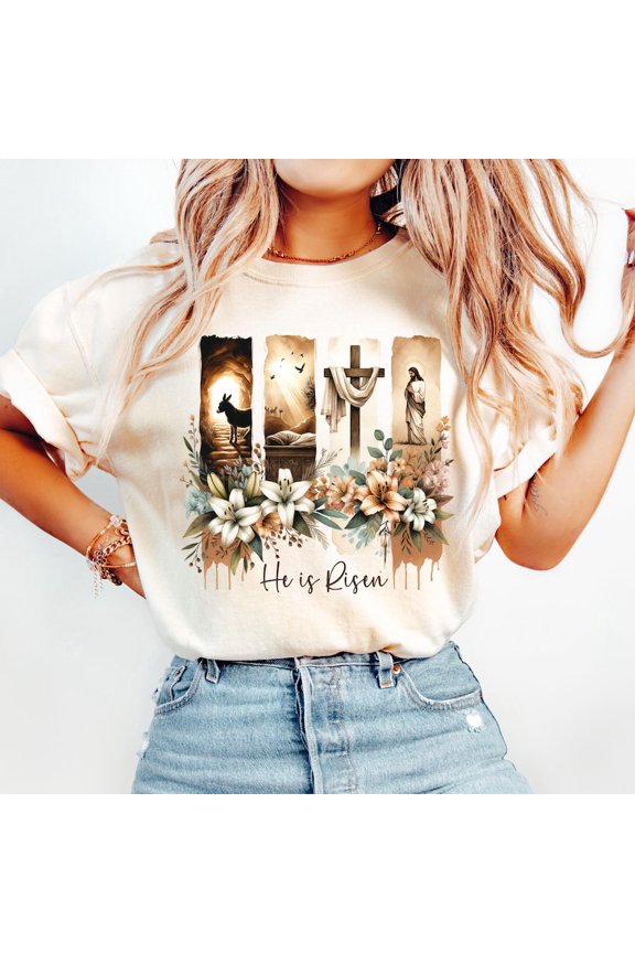 Jesus Shirt, He Is Risen Shirt, Egg Day Shirt, SAND Unisex S-5XL