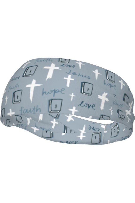 Jesus Sports Headband for Women Men Jesus Christian Cross Sweatband Non Slip Workout Headbands Unisex Head Wrap 19.6-22.4in