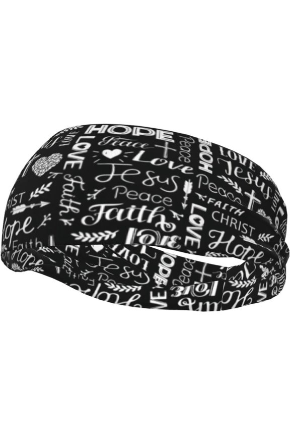 Jesus Sports Headband for Women Men Jesus Christian Cross Sweatband Non Slip Workout Headbands Unisex Head Wrap 19.6-22.4in