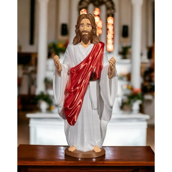 Jesus Statue, Hand Painted Jesus Christ with Open Arms, Religious Home Decor, Car Dashboard Action Jesus Figurine