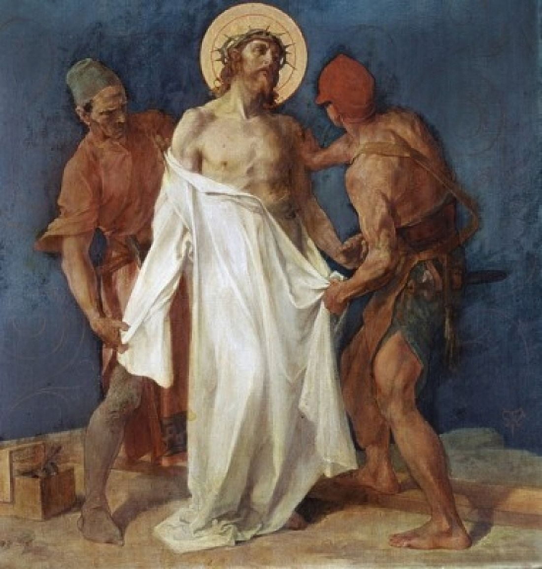 Jesus is Stripped of His Garments (10th Station of the Cross) Martin Feuerstein (1856-1931 French) St Anna Church Munich Germany Canvas Art - Martin Feuerstein (24 x 36)