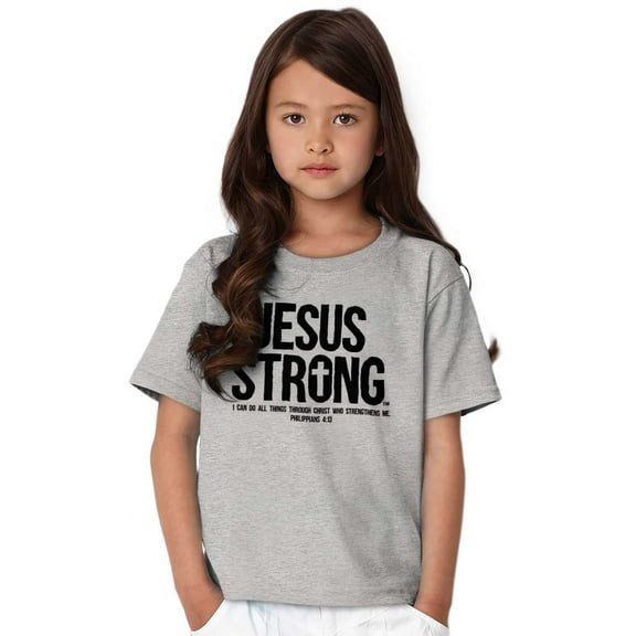 Jesus Strong Philippians 4:13 Bible Crewneck T Shirts Boy Girl Teen Brisco Brands M