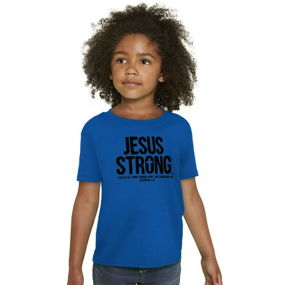 Jesus Strong Philippians 4:13 Bible Crewneck T Shirts Boy Girl Teen Brisco Brands XS