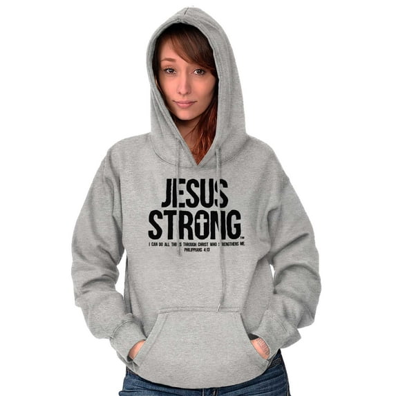 Jesus Strong Philippians 4:13 Bible Hoodie Sweatshirt Women Men Brisco Brands L