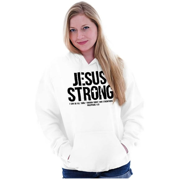 Jesus Strong Philippians 4:13 Bible Hoodie Sweatshirt Women Men Brisco Brands M
